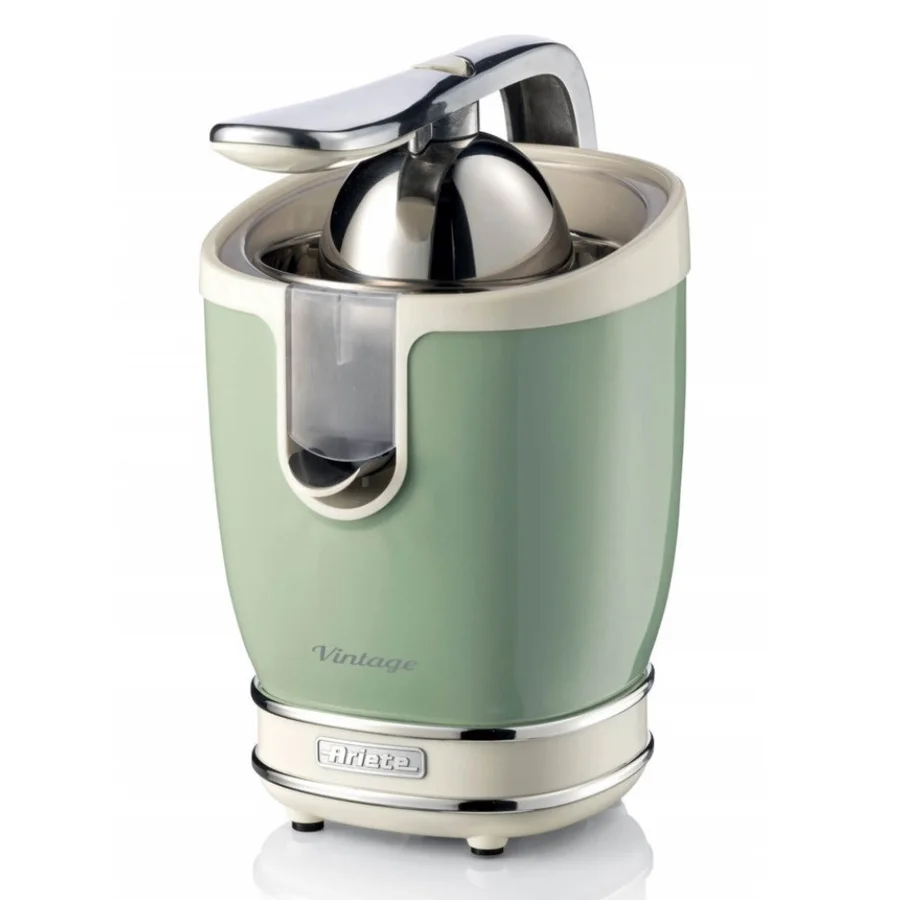 Цитрус преса Ariete VINTAGE JUICER 0413/04, 85W, Метално тяло, Безшумна работа, 2 приставки, Зелен