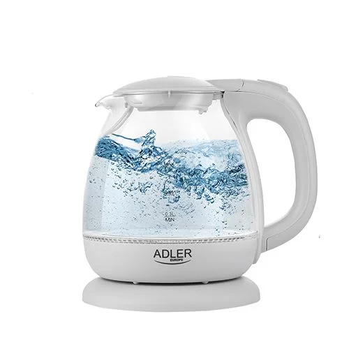 Електрическа кана Adler AD-1283G, 1л, 1100W, Стъклена, Филтър за утайки, Сив