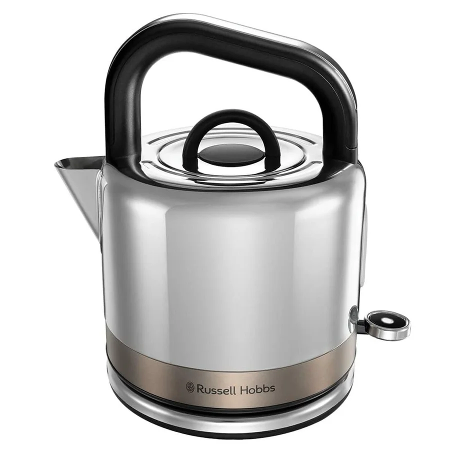 Електрическа кана Russell Hobbs Distinctions Titanium 26422-70, 2400W, 1.5 л, Бързо завиране, Миещ се филтър против котлен камък, 360° основа, Защити, Инокс/титан
