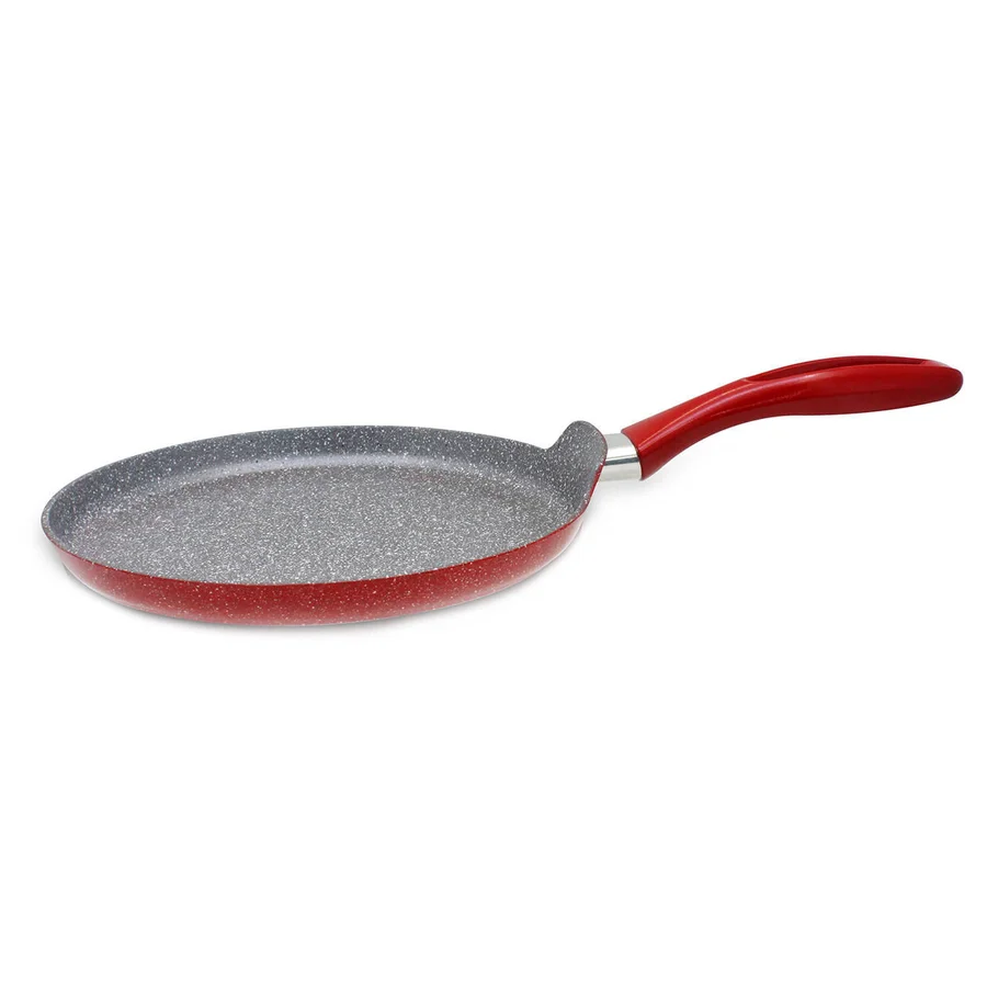 Тиган за палачинки Voltz V54422A26, 26 см, Мраморно покритие, Червен