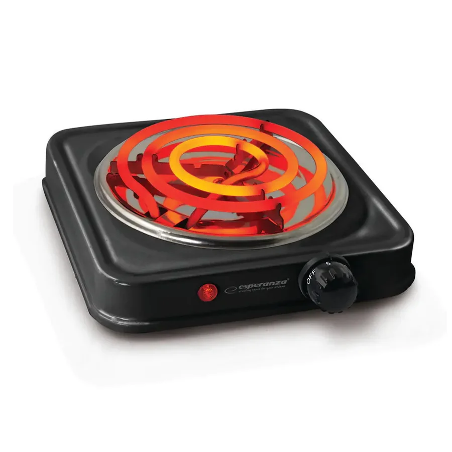 Електрически котлон Esperanza EKH012K, 1000W, Открит нагревател, 5 нива, Черен