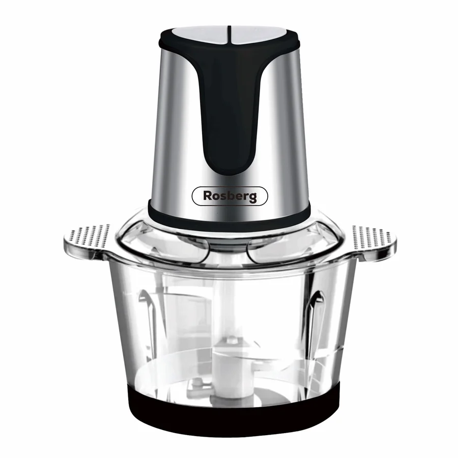 Чопър Rosberg R51111D, 400W, 2 литра, Стъклена купа, 2 скорости, Инокс/черен