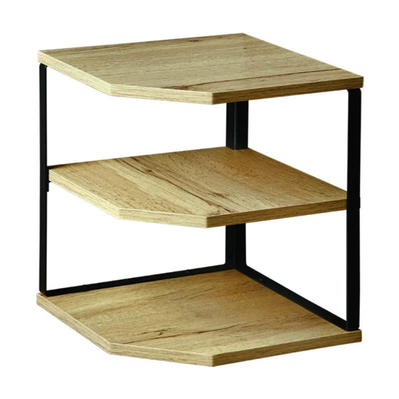 Ъглова етажерка Kesper 27833, MDF, 3 нива, 28х26 см, До 10 кг, Черен/дървесен