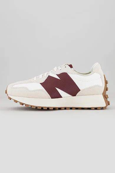 Дамски маратонки  327, велур, гумена подметка, омекотяване, burgundy/off-white, Бял/Бордо/Сиво-бежов