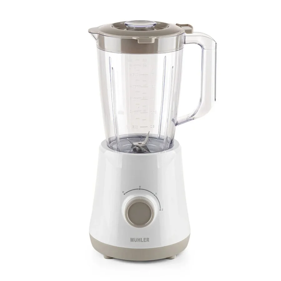 Блендер Muhler MB-355, 500W, 1.5L, Пластмасова кана, 2 скорости + Pulse, Бял/Сив