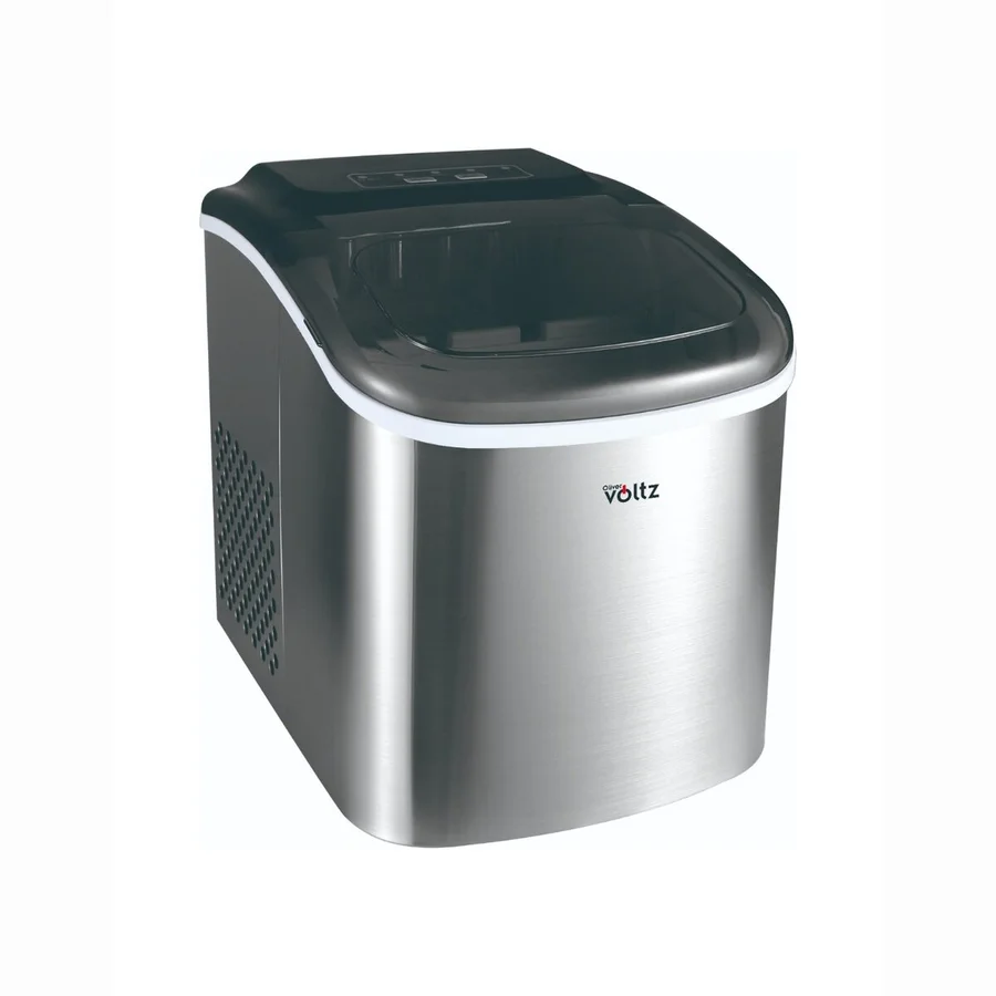 Ледогенератор Oliver Voltz OV51447CS, 120W, 12кг/24 часа, 1.3 л, 9 кубчета за цикъл работа, Индикатор за лед и вода, Инокс