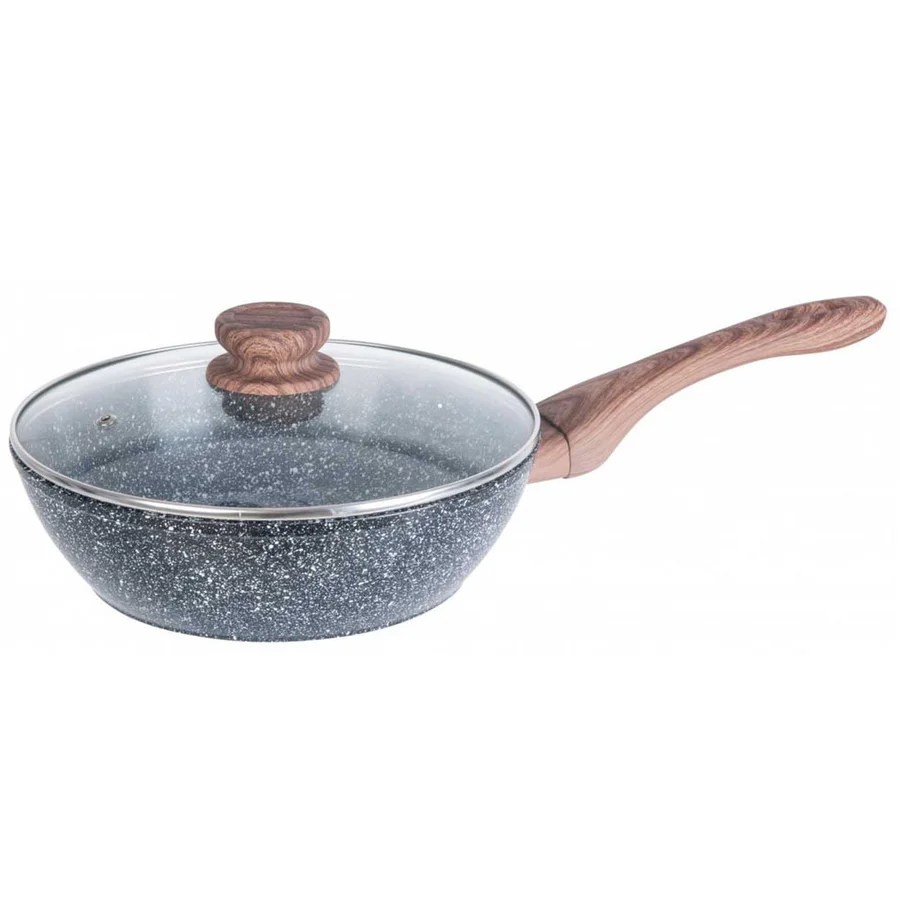 Тиган уок Kinghoff KH 1584, 28 см, Индукция, Тройно гранитно покритие, Сив
