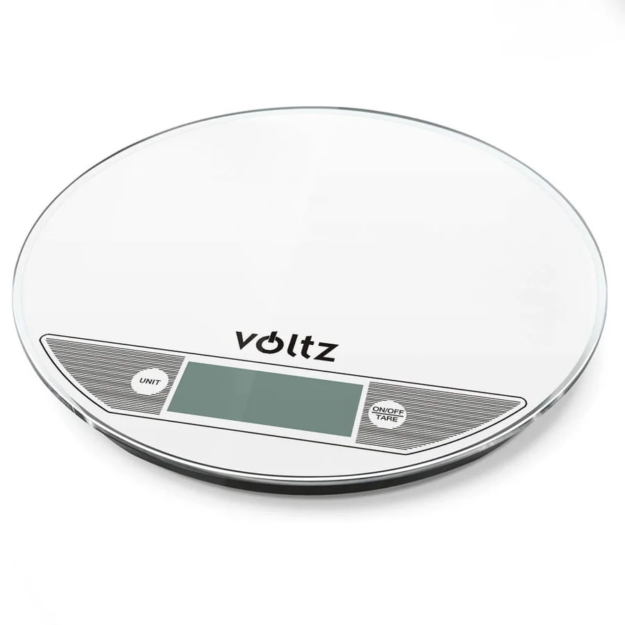 Кухненска везна Voltz V51651F, 5 кг, Стъкло, TARA, Кръгла, Бял