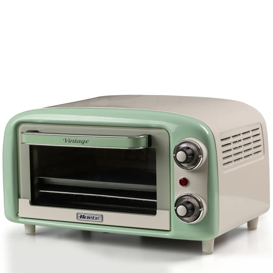 Електрическа фурна Ariete VINTAGE 3919/04, 800W, 10 л, 3 режима, До 230°C, Двойно термо стъкло, Таймер 60 мин, Зелен