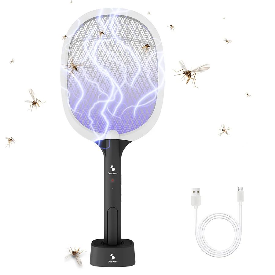 Електрическа хилка против насекоми Beper P206ZAN250, 2W, USB зареждане, Стойка, LED осветление, Бял