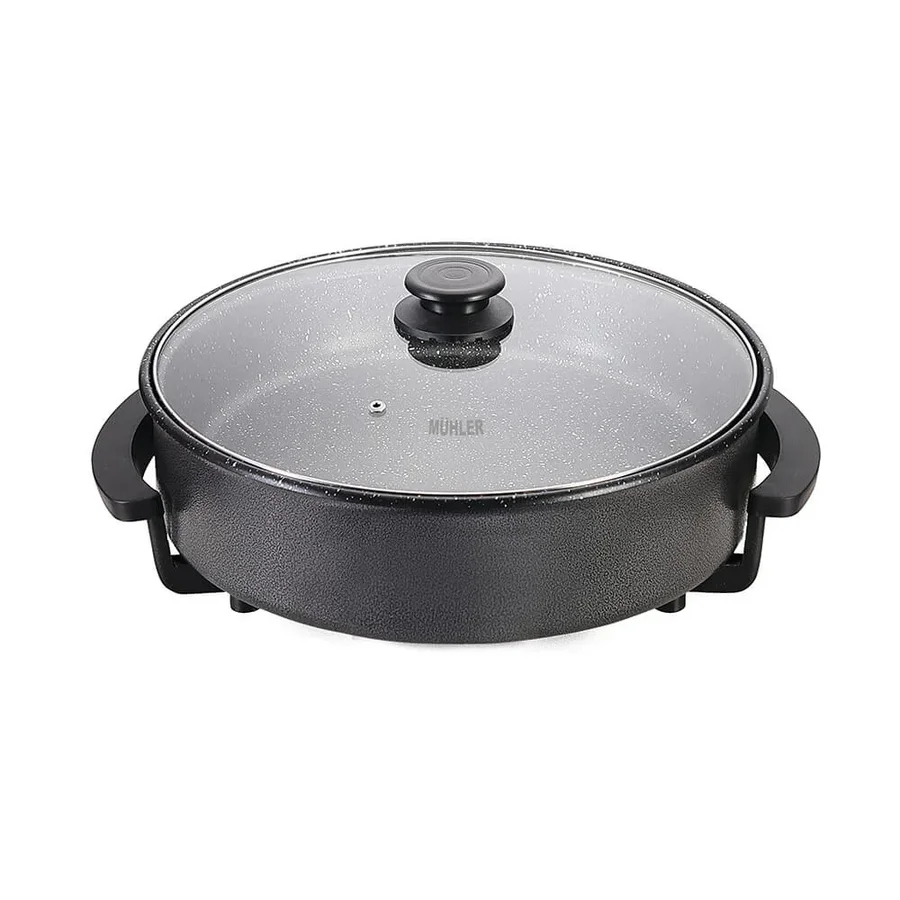 Електрическа тава Muhler DM-1536C, 1500W, Незалепващо покритие, 5L, Стъклен капак, Черен
