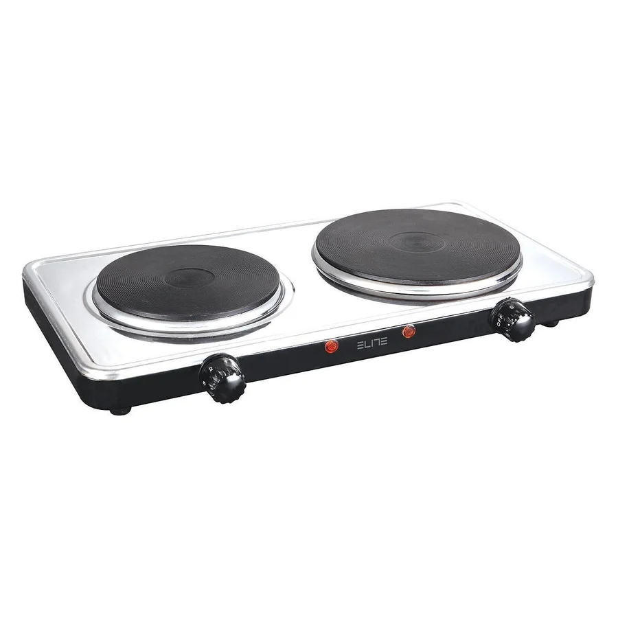 Електрически двоен котлон Elite EHP-0284X, 2500W, 150мм + 180мм, Термостат, Инокс