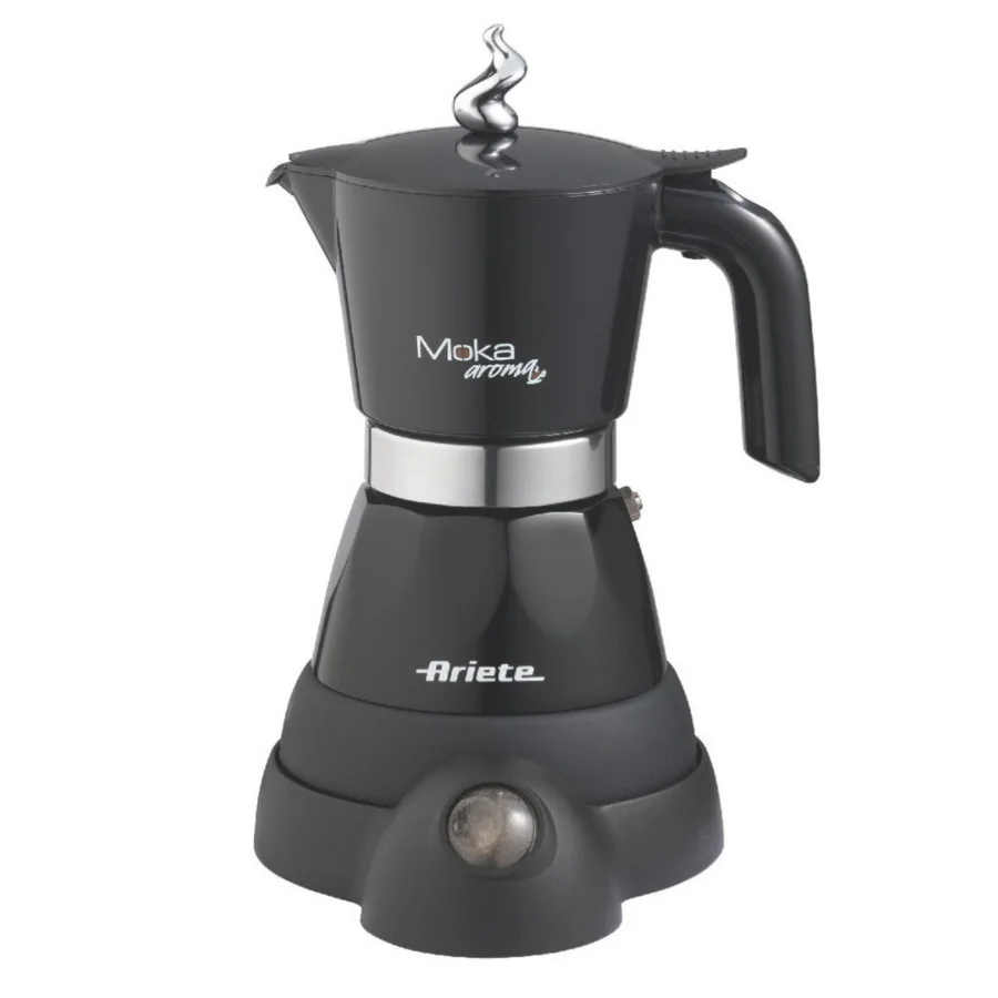 Електрическа кафеварка Ariete MOKA AROMA 1358/11, 400W, 4 чаши,Безжична употреба, Въртяща се на 360 градуса основа, Черен