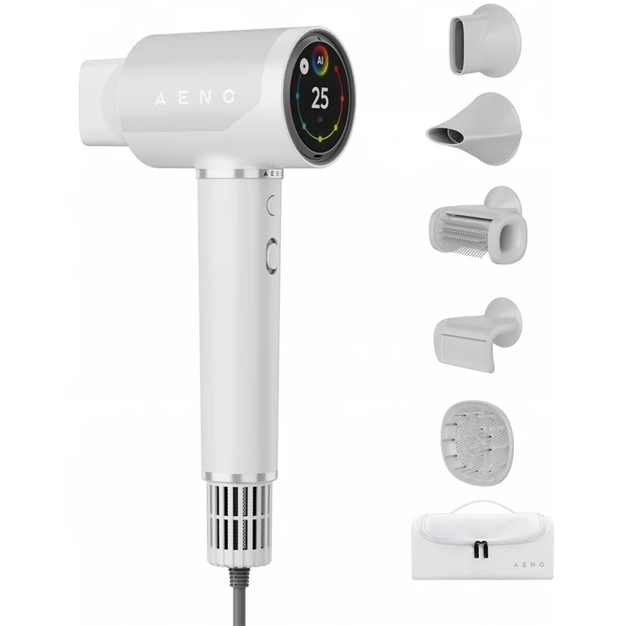 Сешоар с безчетков мотор AI AENO HD5 AHD0005W, 1500W, 2 скорости, 3 нива, 67 dB, Гласов контрол, Бял