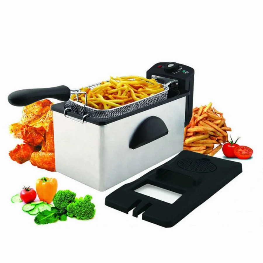 Фритюрник Crown CDF-3031IX, 3 л, 2000W, Демонтираща се кошница, Регулируем термостат, Инокс