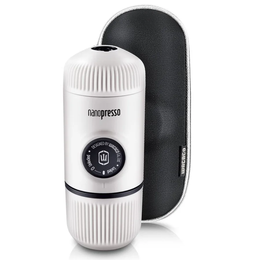 Преносима еспресо машина Wacaco Nanopresso Chill White, 18bar, 80 мл, За мляно кафе, Без необходимост от зареждане и батерии, Калъфче, Бял
