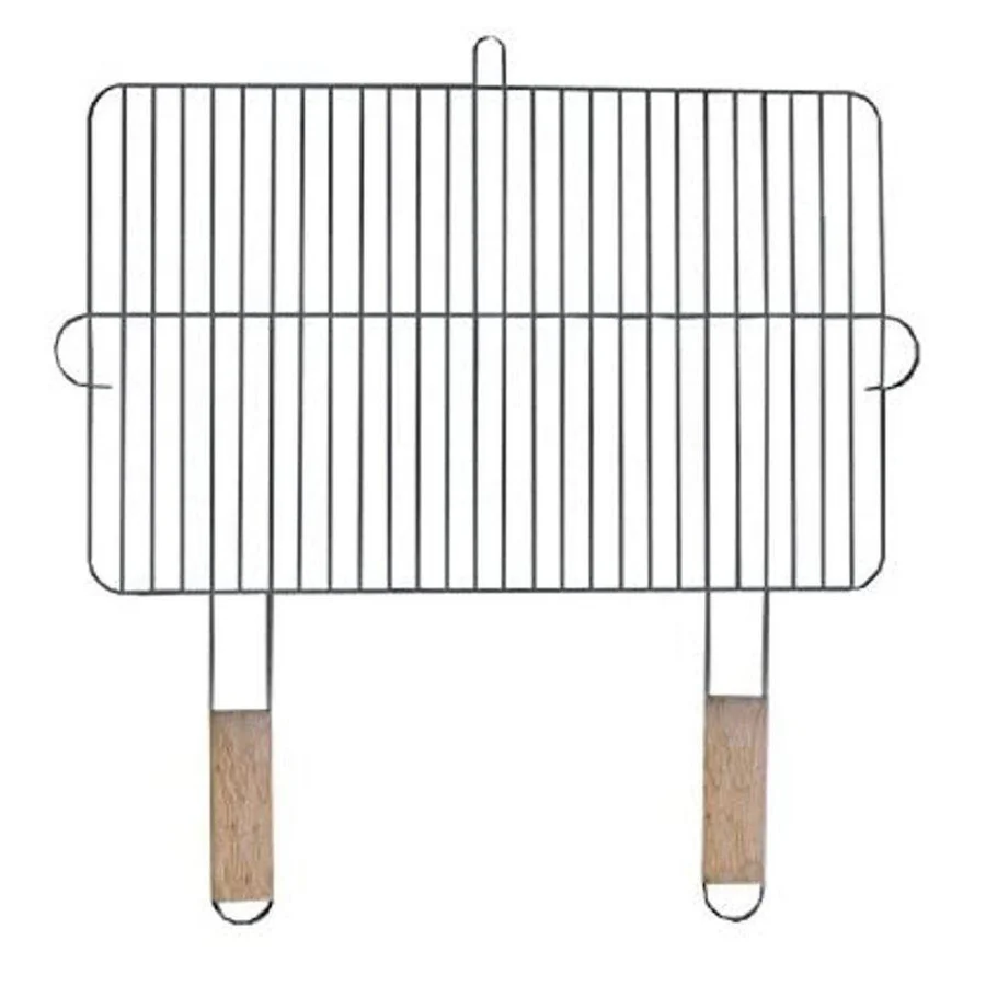 Метална скара за барбекю MasterGrill MG255, 2 дървени дръжки, Размер на скарата 54 х 34 см, Инокс/кафяв