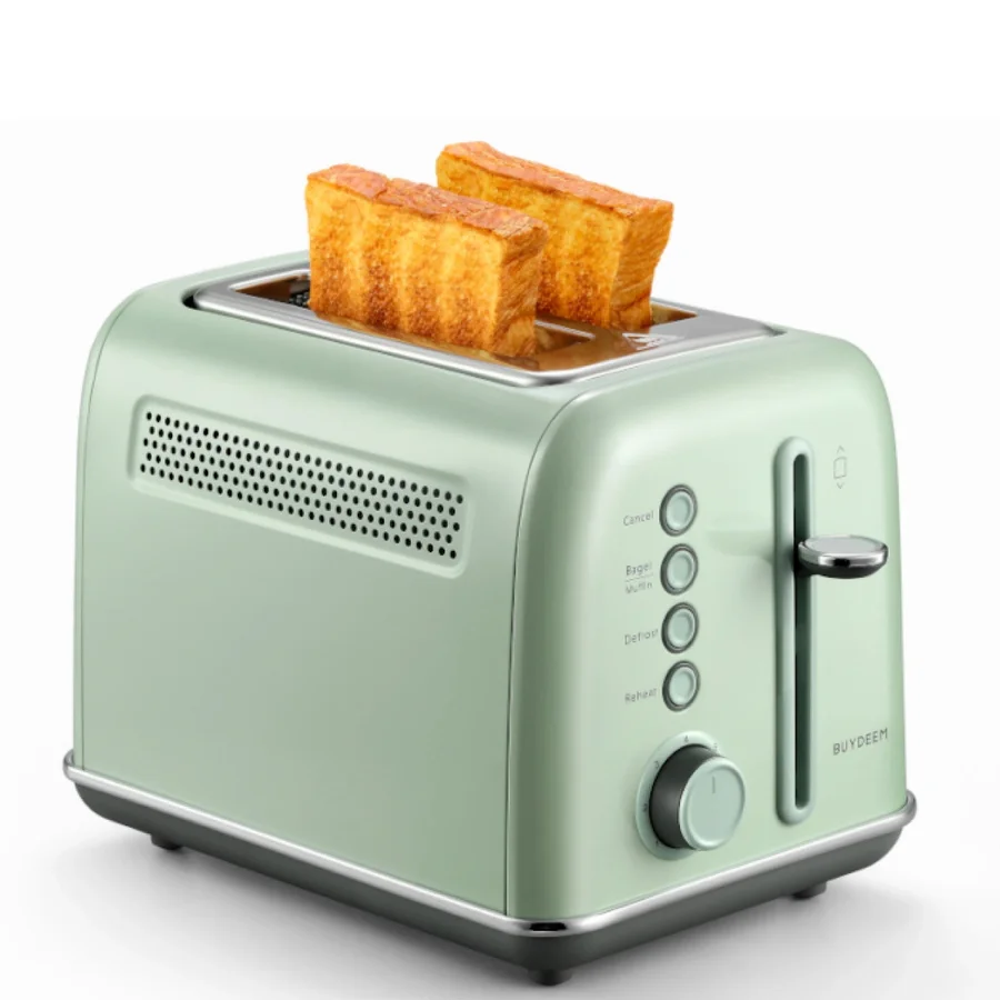 Тостер за хляб BUYDEEM DT620E, 900W, 2 слота, 7 автоматични програми и нива на препичане, LED индикатори, Тавичка за трохи, Зелен
