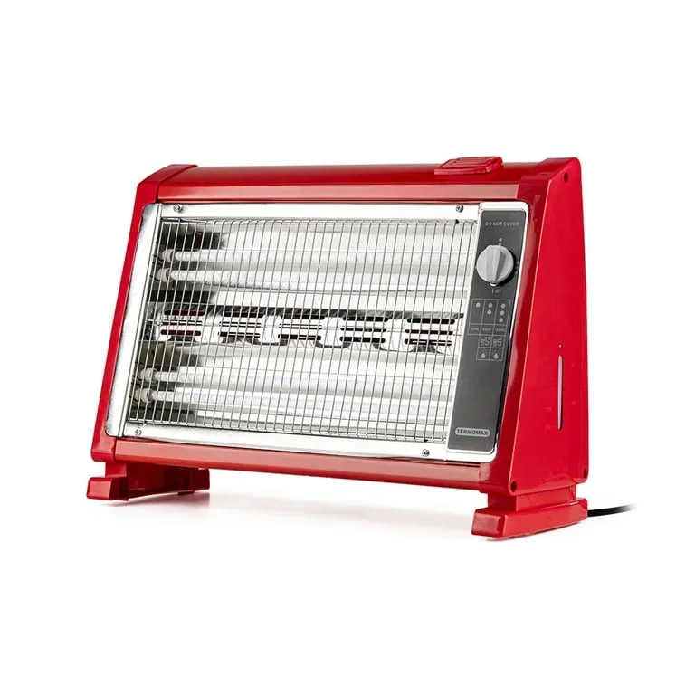 Кварцова печка Termomax TR416, 1600W, 3 степени, 4 нагревателя, Вентилатор, Червен
