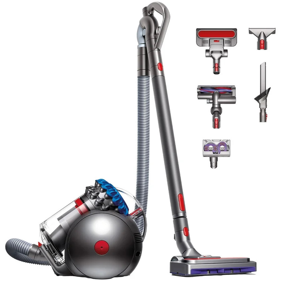 Прахосмукачка без торба Dyson Cinetic BigBall Absolute 2 228415-01, 700W, 150AW, 0.8 л, 35 циклона, Автоматично изправяне при преобръщане, 5 приставки, Никел/син