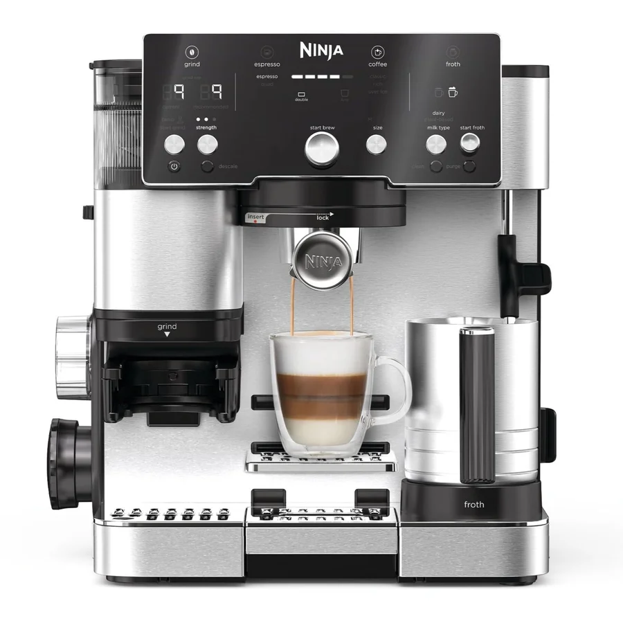Кафеавтомат 2в1 Ninja Luxe Café Essential ES501EU, 1650W, 9 bar, 2 л, Barista Assist, Режим гореща вода, 4 режима, 3 темп. настройки, Инокс/Черен