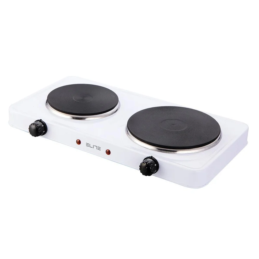 Електрически двоен котлон Elite EHP-0283W, 2500W, 150мм + 180мм, Термостат, Бял