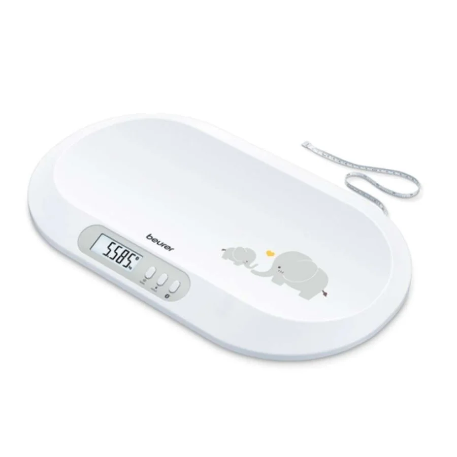 Бебешка електронна везна Beurer BY 90, Smart, LCD дисплей, Bluethooth, Макс. тегло 20кг, Бял
